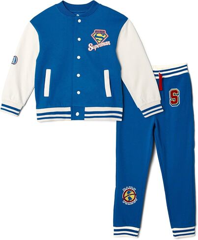 DC Comics Justice League Fleece Varsity Bomber Jacket and Jogger Pants Outfit Set Toddler to Big Kid Sizes (2T - 14-16) in Kuwait