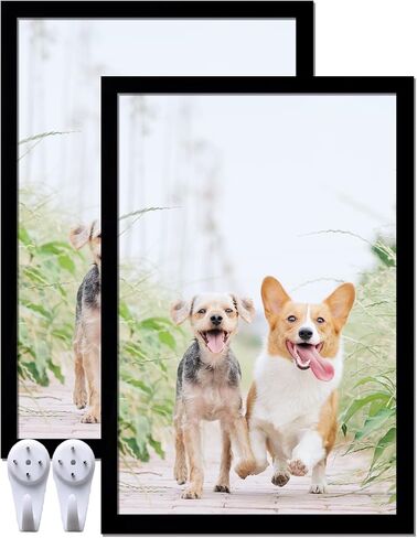 16x24 Picture Frame Set of 2, Black Photo Frames High Transparent Wall Gallery Desktop Horizontal Vertical for Canvas Collage Photo Poster Certificate 16 x 24 inches in Saudi Arabia