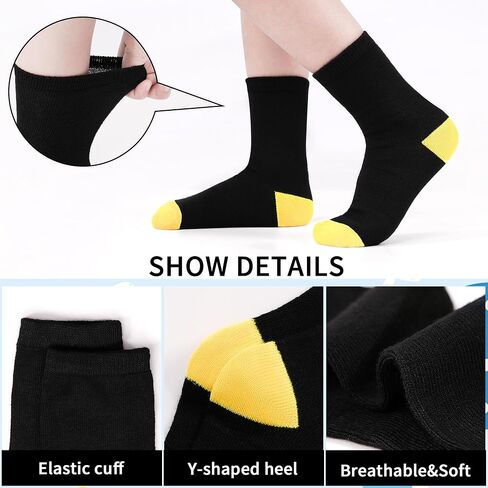 12 Pairs Toddler Socks Boys Crew Socks Kids Girls Sock Boys Dress Sock Black 1-13 Years in Saudi Arabia