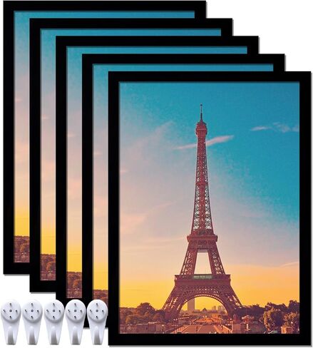 16x24 Picture Frame Set of 2, Black Photo Frames High Transparent Wall Gallery Desktop Horizontal Vertical for Canvas Collage Photo Poster Certificate 16 x 24 inches in Saudi Arabia