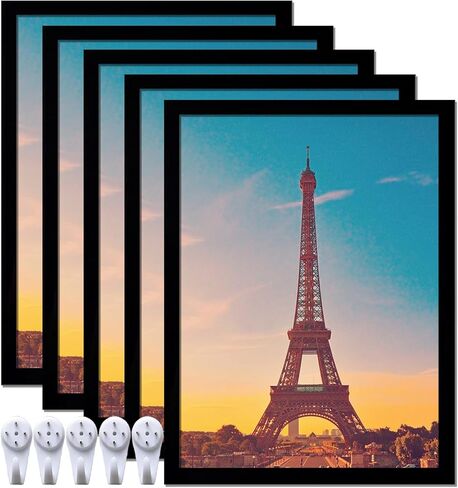 16x24 Picture Frame Set of 2, Black Photo Frames High Transparent Wall Gallery Desktop Horizontal Vertical for Canvas Collage Photo Poster Certificate 16 x 24 inches in Saudi Arabia
