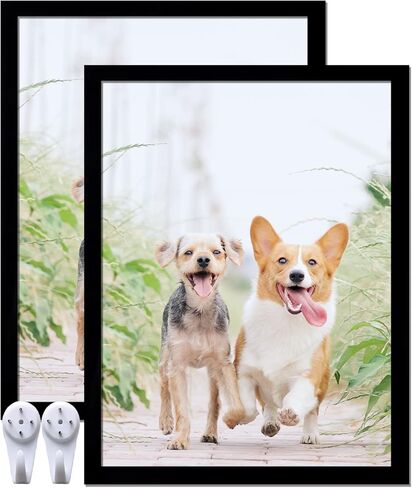16x24 Picture Frame Set of 2, Black Photo Frames High Transparent Wall Gallery Desktop Horizontal Vertical for Canvas Collage Photo Poster Certificate 16 x 24 inches in Saudi Arabia