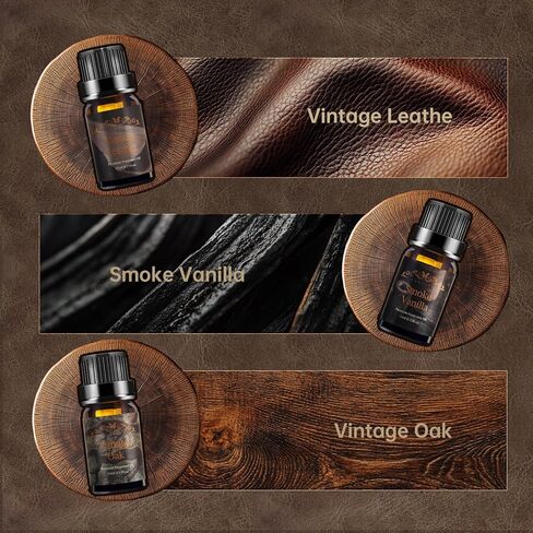 Men Essential Oils Set - 6 Premium Fragrance Oils for Diffusers for Home, Candles & Aromatherapy, Valentines Day Gifts for Him | Leather, Sandalwood, Cologne, Smoke Vanilla, Oak, Mahogany Scents in Kuwait