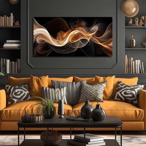 JuhaiArt Abstract Art Prints Bedroom Gold Wall Decor Black Wall Picture for Living Room Home Office 29" x 59" Lines Poster Artwork in Saudi Arabia