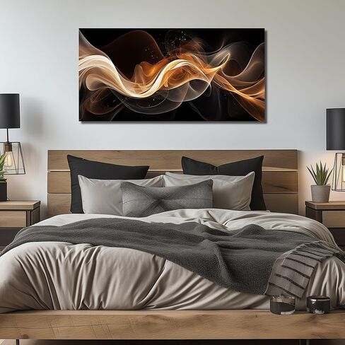 JuhaiArt Abstract Art Prints Bedroom Gold Wall Decor Black Wall Picture for Living Room Home Office 29" x 59" Lines Poster Artwork in Saudi Arabia