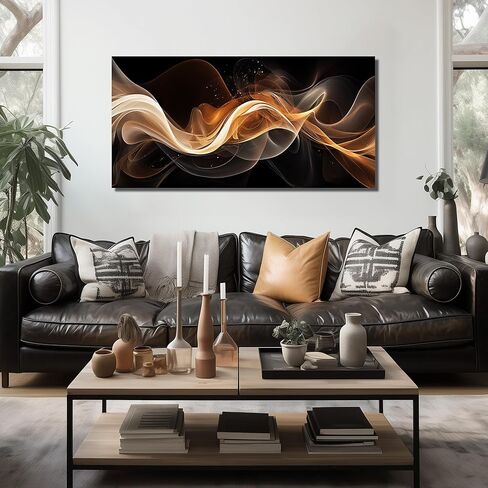 JuhaiArt Abstract Art Prints Bedroom Gold Wall Decor Black Wall Picture for Living Room Home Office 29" x 59" Lines Poster Artwork in Saudi Arabia