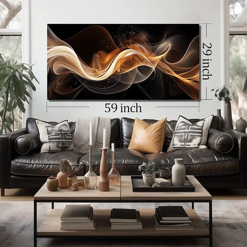 JuhaiArt Abstract Art Prints Bedroom Gold Wall Decor Black Wall Picture for Living Room Home Office 29" x 59" Lines Poster Artwork in Saudi Arabia