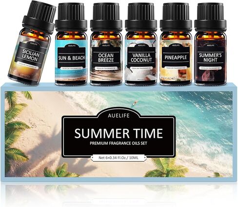 Men Essential Oils Set - 6 Premium Fragrance Oils for Diffusers for Home, Candles & Aromatherapy, Valentines Day Gifts for Him | Leather, Sandalwood, Cologne, Smoke Vanilla, Oak, Mahogany Scents in Kuwait