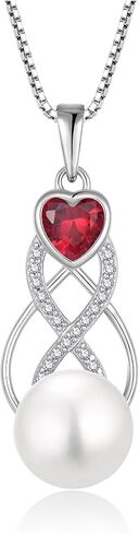 قلادات لؤلؤ المياه العذبة إنفينيتي للنساء 925 من الفضة الإسترليني جوهرة الميلاد قلادة مجوهرات لعيد الميلاد وعيد الأم in Kuwait