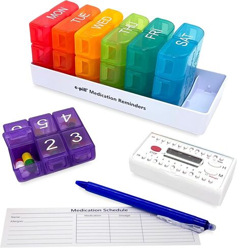 e-Pill 6 Times a Day x 7 Day Weekly Pill Organizer, Vitamin and Medicine Pill Box Reminder - with Timer in Saudi Arabia