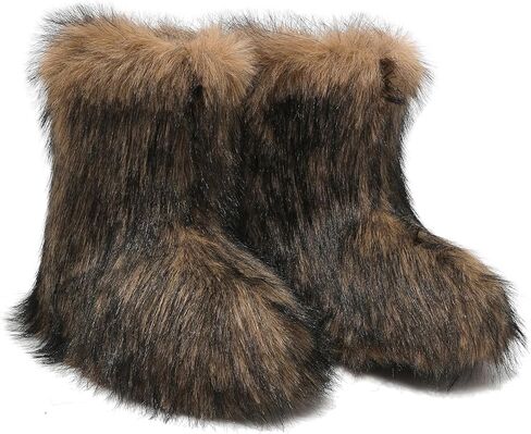 Girls Fur Boots,Kids Warm Plush Lining Furry Winter Boots for Toddler,Cozy Fluffy Snow Boots in Saudi Arabia