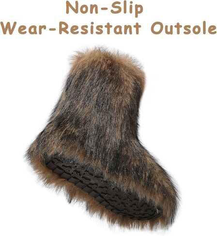Girls Fur Boots,Kids Warm Plush Lining Furry Winter Boots for Toddler,Cozy Fluffy Snow Boots in Saudi Arabia