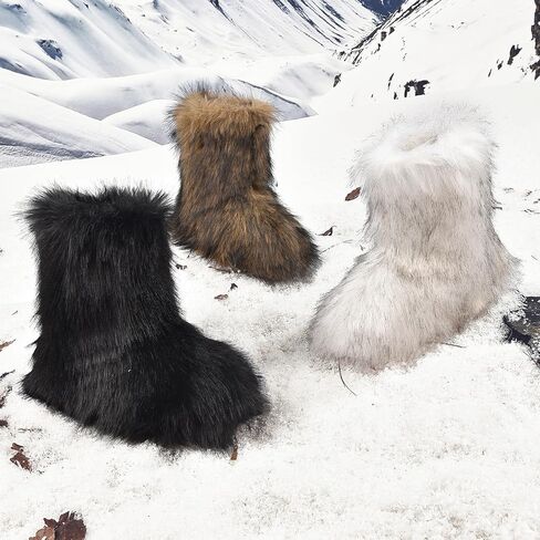 Girls Fur Boots,Kids Warm Plush Lining Furry Winter Boots for Toddler,Cozy Fluffy Snow Boots in Saudi Arabia