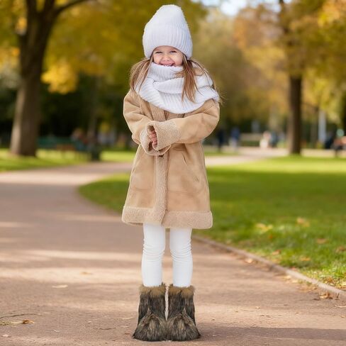 Girls Fur Boots,Kids Warm Plush Lining Furry Winter Boots for Toddler,Cozy Fluffy Snow Boots in Saudi Arabia
