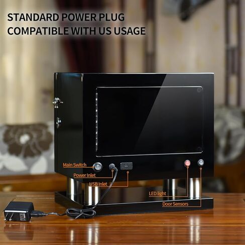 Watch Winder Box for 4 Automatic Watches, Lockable Glass Cover, Black Wood with Black Suede Lining, Silent Motor,TPD Rotation Technology, LCD Touch, Remote control in Saudi Arabia