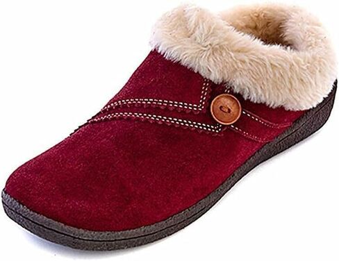 Clarks Womens Suede Leather Clog Slipper JMS0411B - Warm Plush Faux Fur Lining - Indoor Outdoor House Slippers For Women (7 M US, Black) in Saudi Arabia