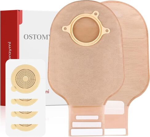 22 PCS Ostomy Supplies 2 Piece Colostomy Bags, Two Piece Drainable Ostomy Pouch with Hook-and-Loop Closure for Ileostomy Stoma Care, Cut-to-Fit (16 x Bags+6 x Barriers) in Kuwait