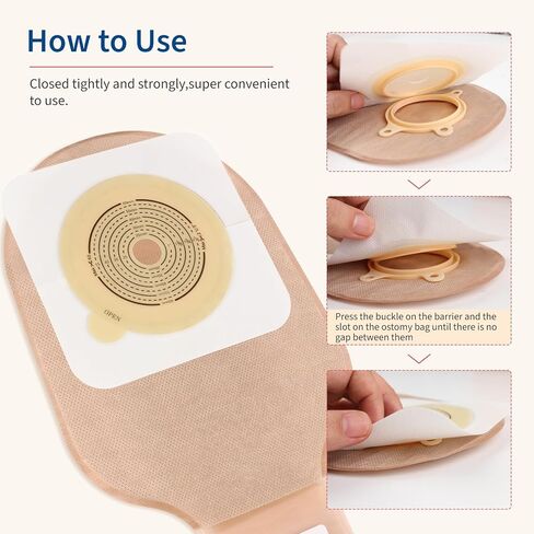 22 PCS Ostomy Supplies 2 Piece Colostomy Bags, Two Piece Drainable Ostomy Pouch with Hook-and-Loop Closure for Ileostomy Stoma Care, Cut-to-Fit (16 x Bags+6 x Barriers) in Kuwait