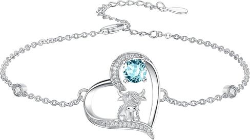 Highland Cow Bracelet Birthstone 925 Sterling Silver Furry Cow Western Bracelet anklet Jewelry Gifts for Women in Saudi Arabia