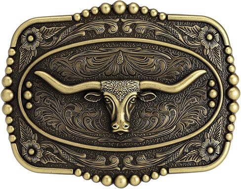 Vintage Longhorn Belt Buckle for 1.5" Western Belts - Antique Bronze & Silver Cowboy Cowgirl Accessory in Saudi Arabia