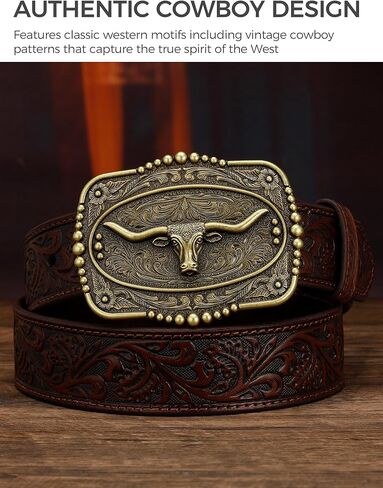 Vintage Longhorn Belt Buckle for 1.5" Western Belts - Antique Bronze & Silver Cowboy Cowgirl Accessory in Saudi Arabia