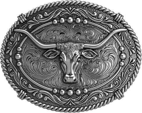 Vintage Longhorn Belt Buckle for 1.5" Western Belts - Antique Bronze & Silver Cowboy Cowgirl Accessory in Saudi Arabia