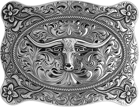 Vintage Longhorn Belt Buckle for 1.5" Western Belts - Antique Bronze & Silver Cowboy Cowgirl Accessory in Saudi Arabia