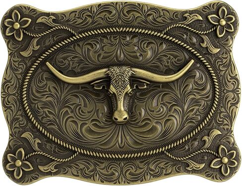 Vintage Longhorn Belt Buckle for 1.5" Western Belts - Antique Bronze & Silver Cowboy Cowgirl Accessory in Saudi Arabia