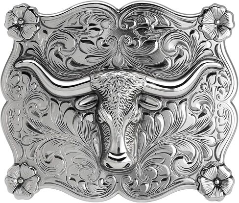 Vintage Longhorn Belt Buckle for 1.5" Western Belts - Antique Bronze & Silver Cowboy Cowgirl Accessory in Saudi Arabia