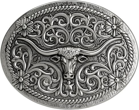 Vintage Longhorn Belt Buckle for 1.5" Western Belts - Antique Bronze & Silver Cowboy Cowgirl Accessory in Saudi Arabia