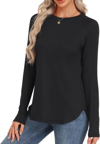 GAYHAY Long Sleeve Tunics or Tops to Wear with Leggings - Loose Fit Crew Neck Curved Hem Shirts Fall Winter Clothes 2025 in Saudi Arabia