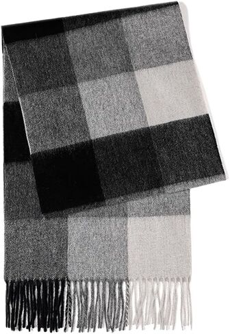 Cashmere Wool Scarf Soft Warm Thick Plaid Winter Scarf Unisex for Women and Men with Gift Box in Saudi Arabia