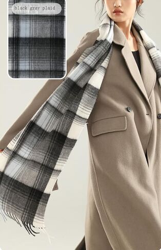 Cashmere Wool Scarf Soft Warm Thick Plaid Winter Scarf Unisex for Women and Men with Gift Box in Saudi Arabia