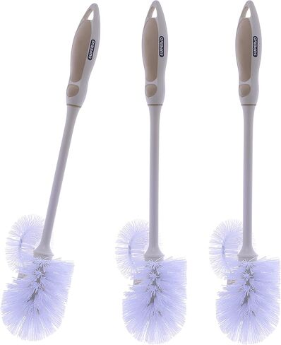 Toilet Bowl Brushes with Lip Beige, Multi Pack Toilet Brush Scrub Under Rim, Bathroom Cleaner Scrubber, Heavy Duty Bristles Scrub Brush (2) in Kuwait