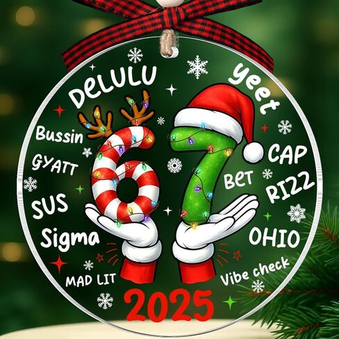 67 Ornament - 67 Christmas Ornament - Six Seven Slang Funny Meme Ornaments, White Elephant Gifts - Stocking Stuffers for Teens, Kids, Girls, Boys - Trending Acrylic Christmas Decoration Ornaments 2025 in Kuwait