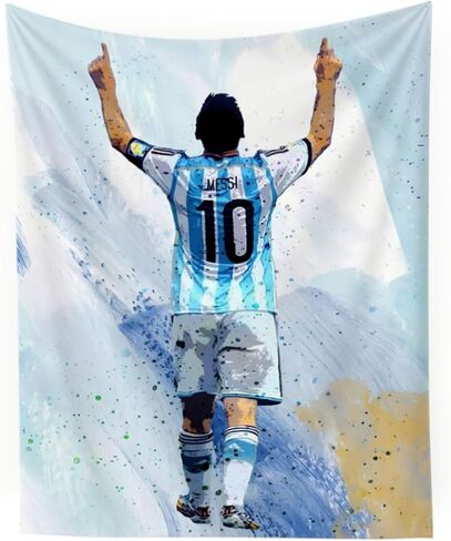 كأس العالم لكرة القدم النجم ليونيل ميسي نسيج الجدار للمراهقين المشجعين غرفة نوم الجدار شنقا الديكور الجدار ملصق ديكور النسيج المطبوع ديكور الجدار شنقا نسيج HD مقاومة للبهتان البوليستر الجدار ملصق لغرفة المعيشة غرفة نوم 35.4 * 47.2 بوصة (أبيض) in Kuwait