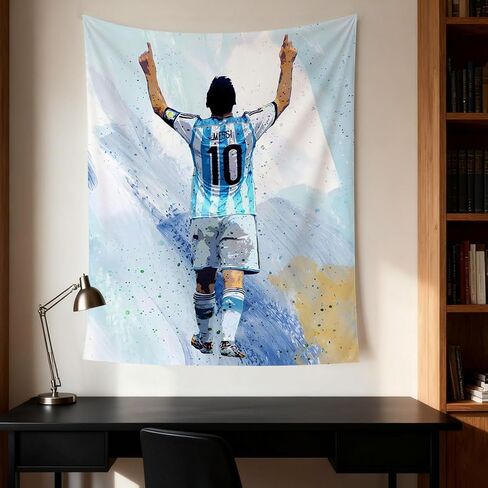 كأس العالم لكرة القدم النجم ليونيل ميسي نسيج الجدار للمراهقين المشجعين غرفة نوم الجدار شنقا الديكور الجدار ملصق ديكور النسيج المطبوع ديكور الجدار شنقا نسيج HD مقاومة للبهتان البوليستر الجدار ملصق لغرفة المعيشة غرفة نوم 35.4 * 47.2 بوصة (أبيض) in Kuwait
