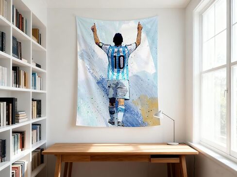 كأس العالم لكرة القدم النجم ليونيل ميسي نسيج الجدار للمراهقين المشجعين غرفة نوم الجدار شنقا الديكور الجدار ملصق ديكور النسيج المطبوع ديكور الجدار شنقا نسيج HD مقاومة للبهتان البوليستر الجدار ملصق لغرفة المعيشة غرفة نوم 35.4 * 47.2 بوصة (أبيض) in Kuwait
