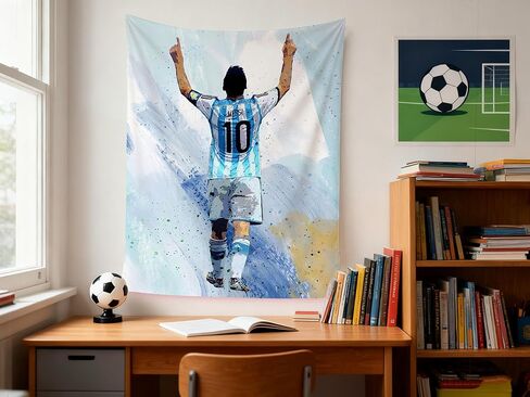 كأس العالم لكرة القدم النجم ليونيل ميسي نسيج الجدار للمراهقين المشجعين غرفة نوم الجدار شنقا الديكور الجدار ملصق ديكور النسيج المطبوع ديكور الجدار شنقا نسيج HD مقاومة للبهتان البوليستر الجدار ملصق لغرفة المعيشة غرفة نوم 35.4 * 47.2 بوصة (أبيض) in Kuwait