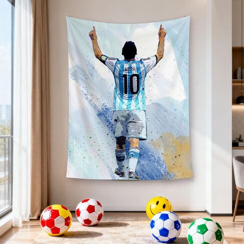 كأس العالم لكرة القدم النجم ليونيل ميسي نسيج الجدار للمراهقين المشجعين غرفة نوم الجدار شنقا الديكور الجدار ملصق ديكور النسيج المطبوع ديكور الجدار شنقا نسيج HD مقاومة للبهتان البوليستر الجدار ملصق لغرفة المعيشة غرفة نوم 35.4 * 47.2 بوصة (أبيض) in Kuwait
