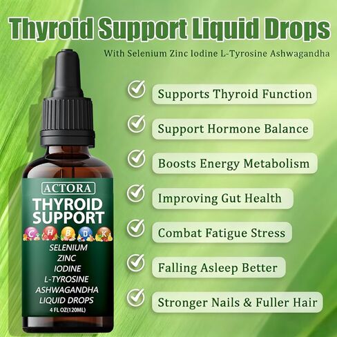 savari Actora Thyroid Support Liquid Drops - with Selenium Zinc Iodine L-Tyrosine Ashwagandha,Multivitamin - for Hormonal Balance, Gut Health, Mood, Sleep Support - 4 fl. oz (120mL) (1pc) in Saudi Arabia
