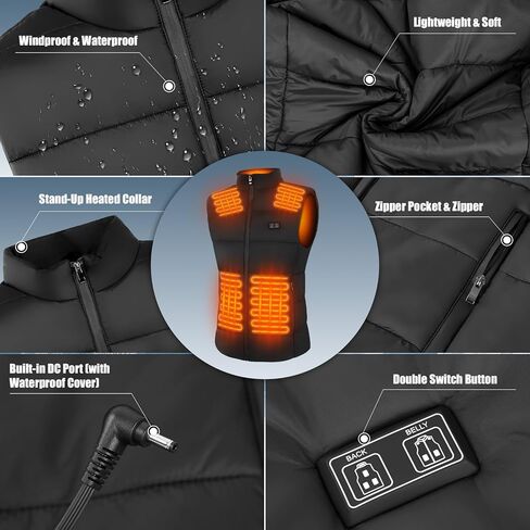Heated Vest for Men, 7.4V Heated Jacket with 8 Heating Zones, 3 level Temperature Control with 10000mAh Battery in Saudi Arabia