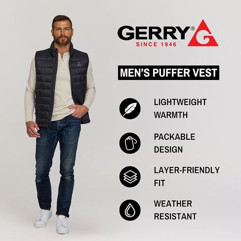 Gerry Puffer Vest for Men – Lightweight Sleeveless Outdoor Vest with Pockets, Puffer Vest Jacket for Men Outerwear in Saudi Arabia