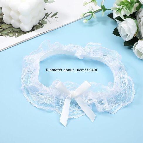 Lace Wedding Garters with Bow White Lace Bow Floral Garters Bride Wedding Garter Vintage Pearl Laces Garter Bowknot Stretch Thigh Garteres Bridal Accessory for Women Bride Party Prom in Saudi Arabia
