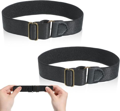 2Pcs Black Elastic Adjustable Sleeve Garters, Anti-Slip Arm Bands Stretchy Shirt Long Sleeve Holders Armband Christmas Gifts for Men Women in Kuwait