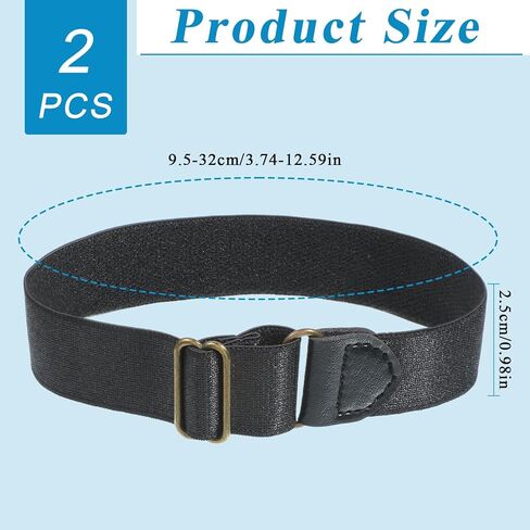 2Pcs Black Elastic Adjustable Sleeve Garters, Anti-Slip Arm Bands Stretchy Shirt Long Sleeve Holders Armband Christmas Gifts for Men Women in Kuwait