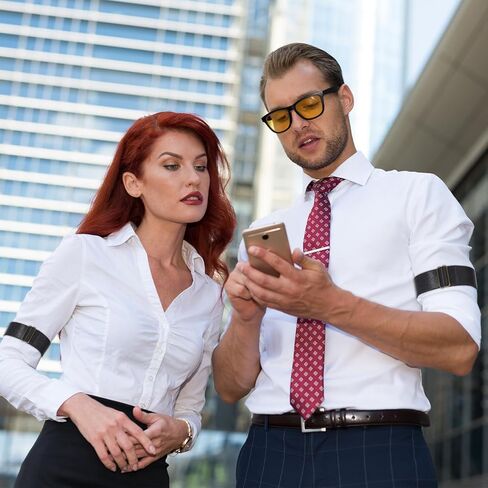 2Pcs Black Elastic Adjustable Sleeve Garters, Anti-Slip Arm Bands Stretchy Shirt Long Sleeve Holders Armband Christmas Gifts for Men Women in Kuwait