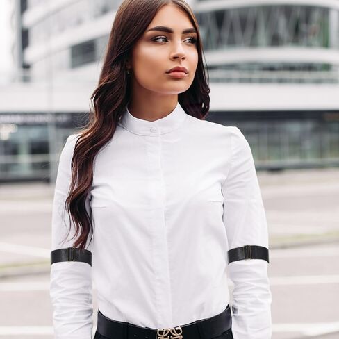 2Pcs Black Elastic Adjustable Sleeve Garters, Anti-Slip Arm Bands Stretchy Shirt Long Sleeve Holders Armband Christmas Gifts for Men Women in Kuwait