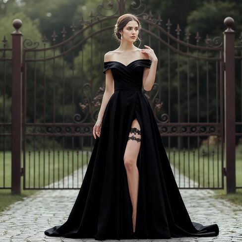 قطعتان من الأربطة للعروس، مجموعة أربطة الزفاف الأنيقة من الدانتيل، أربطة الزفاف ذات الساق الزهرية الممتدة، إكسسوارات الزفاف (أسود) in Kuwait