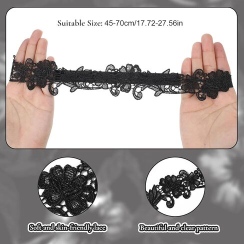 قطعتان من الأربطة للعروس، مجموعة أربطة الزفاف الأنيقة من الدانتيل، أربطة الزفاف ذات الساق الزهرية الممتدة، إكسسوارات الزفاف (أسود) in Kuwait